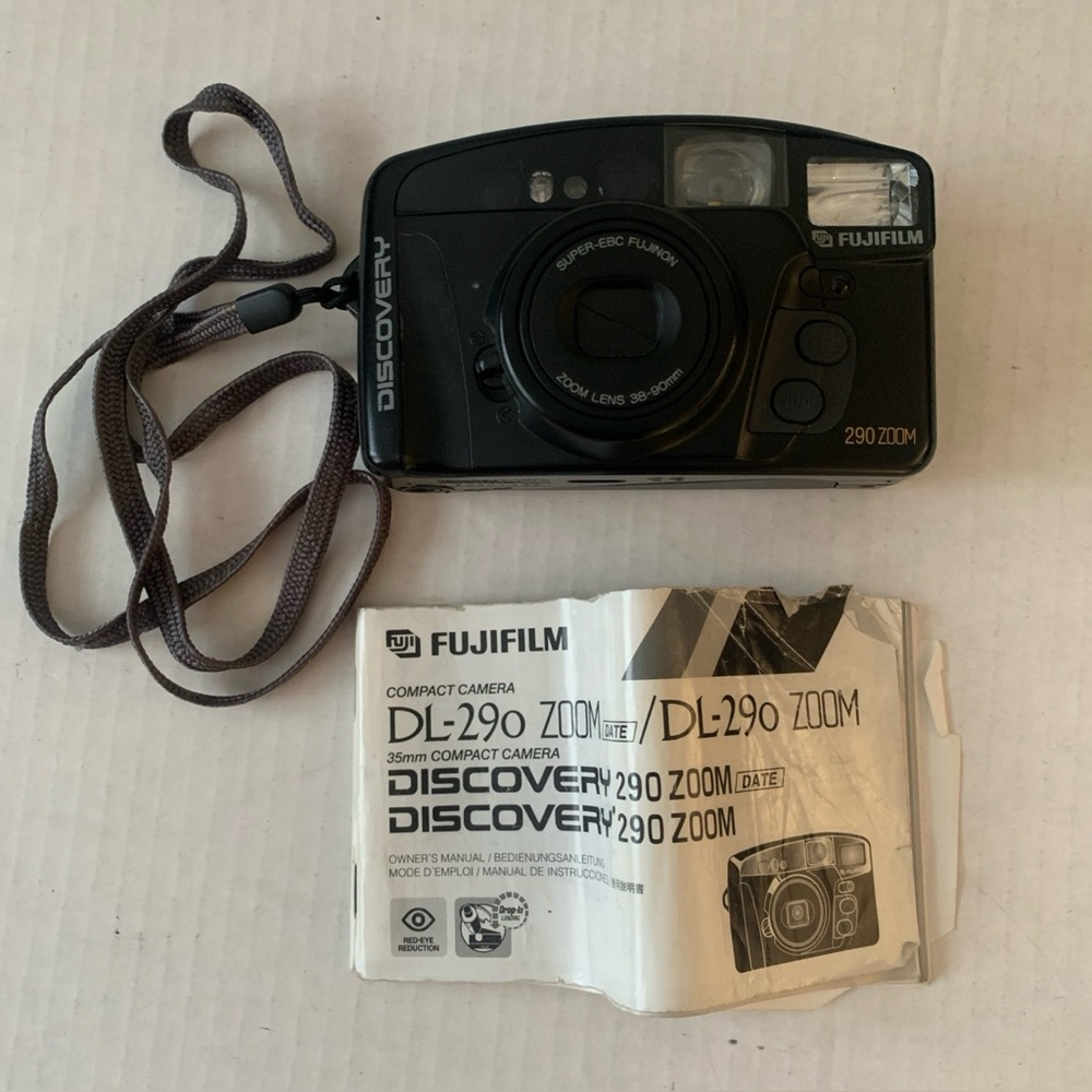 fujifilm discovery DL- 290 zoom 35mm compact camera color black NOT TESTED